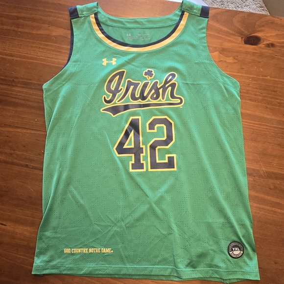 Under Armour Other - Under Armour Youth XL Irish Jersey #42 Kelly Green Like New Authentic Patch